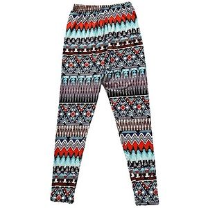 Win-Win Size S-L blue, grey, white, & red soft thin tribal/Aztec leggings EUC